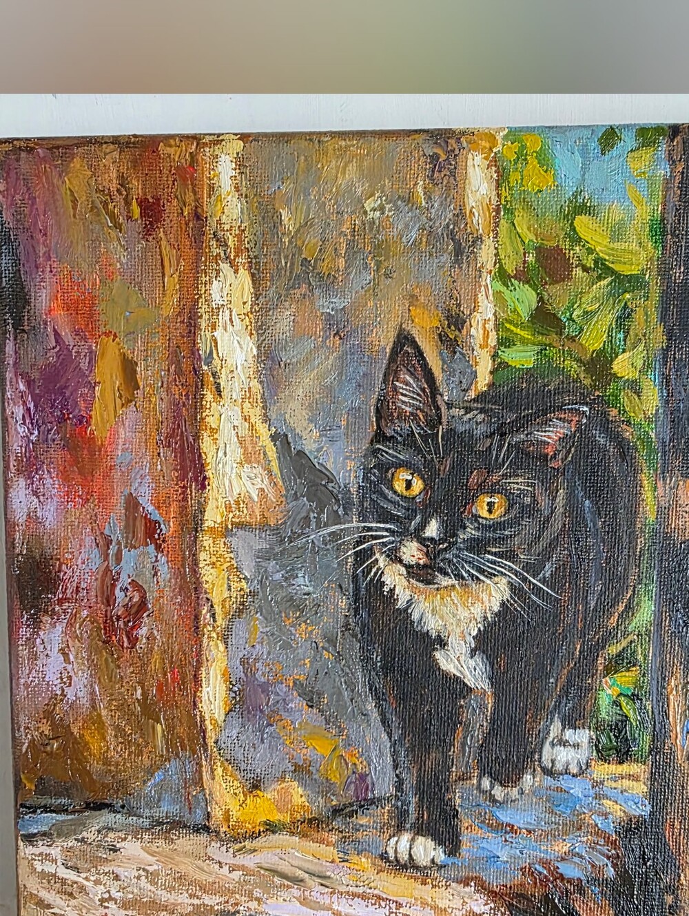 Abstract oil Painting cute Tuxedo cat. - Picture 2 of 2